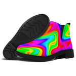 Psychedelic Rainbow Trippy Print Flat Ankle Boots