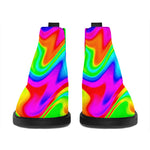 Psychedelic Rainbow Trippy Print Flat Ankle Boots