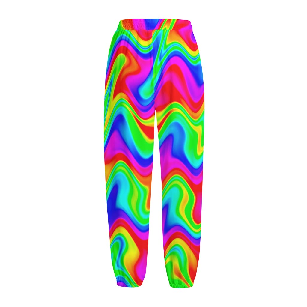 Psychedelic Rainbow Trippy Print Fleece Lined Knit Pants