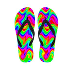 Psychedelic Rainbow Trippy Print Flip Flops