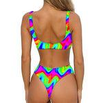 Psychedelic Rainbow Trippy Print Front Bow Tie Bikini