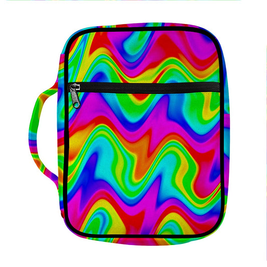 Psychedelic Rainbow Trippy Print Front Pocket Bible Bag