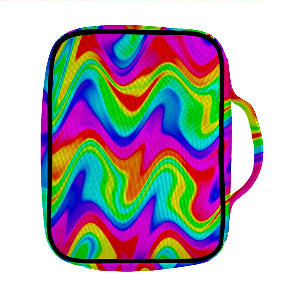 Psychedelic Rainbow Trippy Print Front Pocket Bible Bag