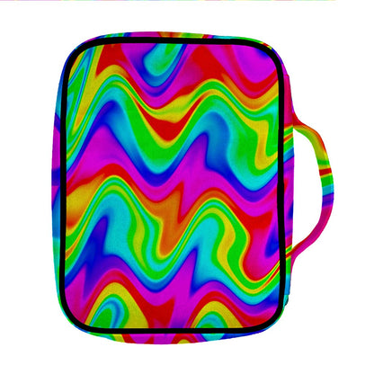 Psychedelic Rainbow Trippy Print Front Pocket Bible Bag