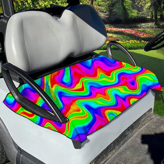 Psychedelic Rainbow Trippy Print Golf Cart Seat Cover