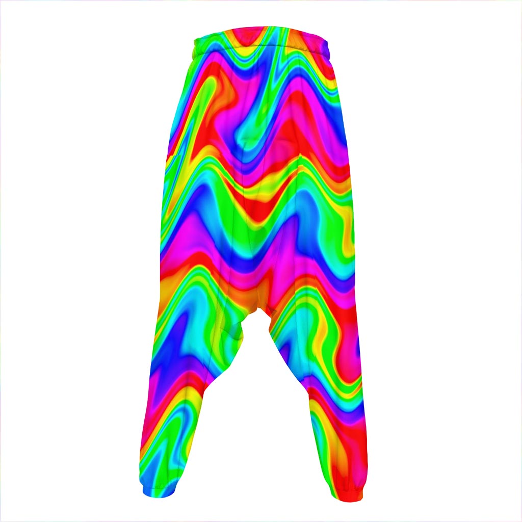 Psychedelic Rainbow Trippy Print Hammer Pants