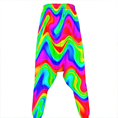 Psychedelic Rainbow Trippy Print Hammer Pants