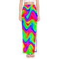 Psychedelic Rainbow Trippy Print High Slit Maxi Skirt