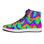 Psychedelic Rainbow Trippy Print High Top Leather Sneakers