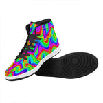 Psychedelic Rainbow Trippy Print High Top Leather Sneakers