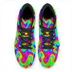 Psychedelic Rainbow Trippy Print High Top Leather Sneakers