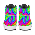 Psychedelic Rainbow Trippy Print High Top Leather Sneakers