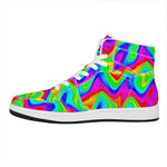 Psychedelic Rainbow Trippy Print High Top Leather Sneakers