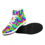 Psychedelic Rainbow Trippy Print High Top Leather Sneakers
