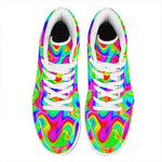 Psychedelic Rainbow Trippy Print High Top Leather Sneakers