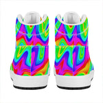Psychedelic Rainbow Trippy Print High Top Leather Sneakers