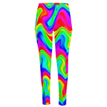 Psychedelic Rainbow Trippy Print High-Waisted Pocket Leggings