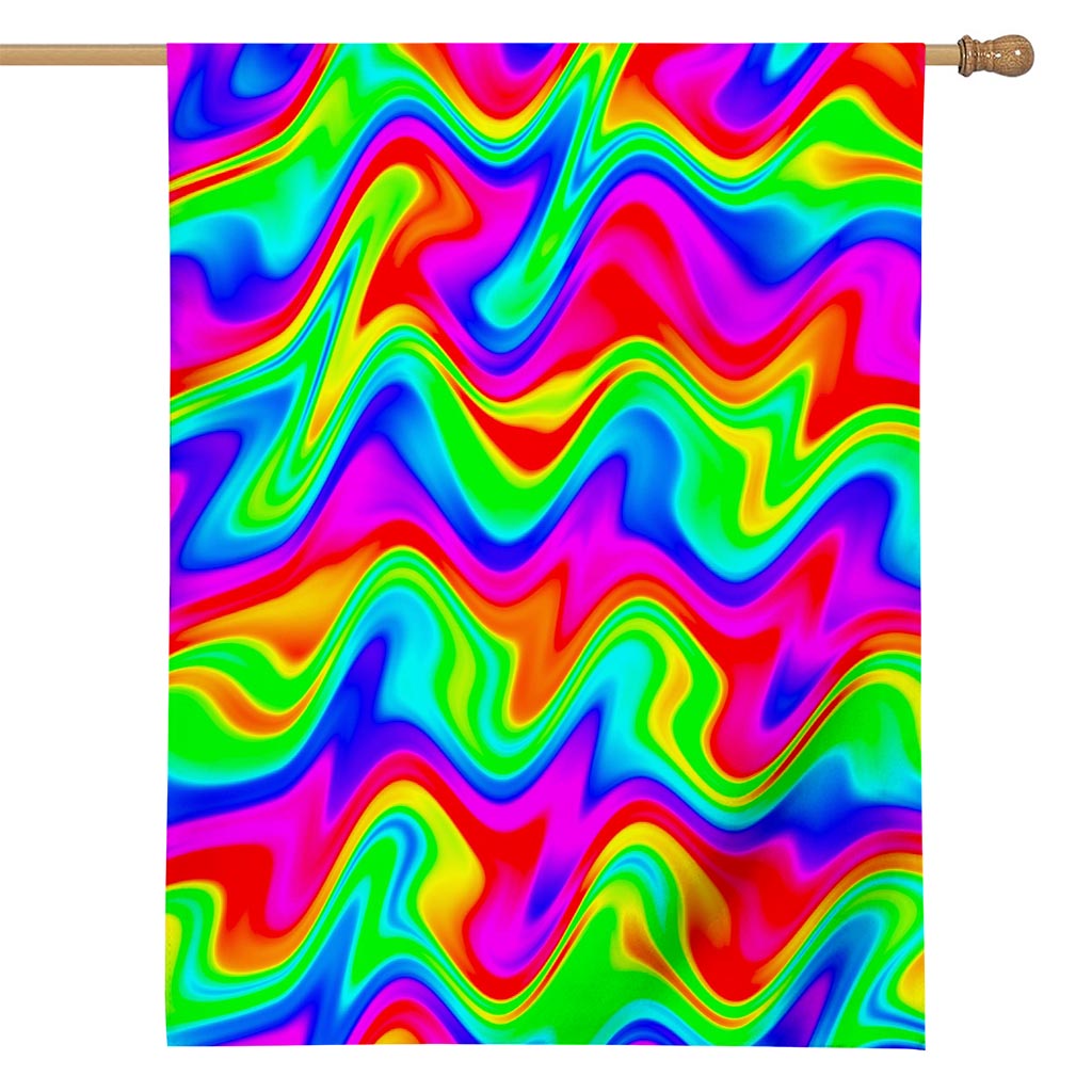 Psychedelic Rainbow Trippy Print House Flag