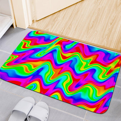 Psychedelic Rainbow Trippy Print Indoor Door Mat