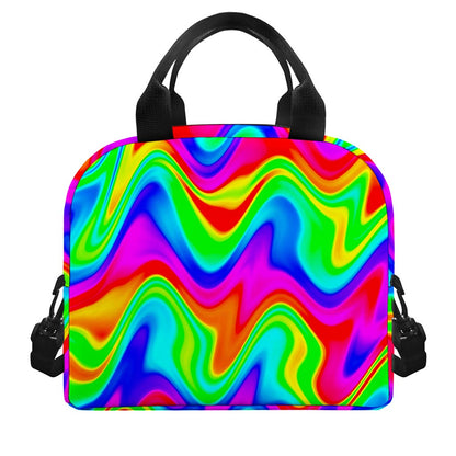 Psychedelic Rainbow Trippy Print Insulated Lunch Bag