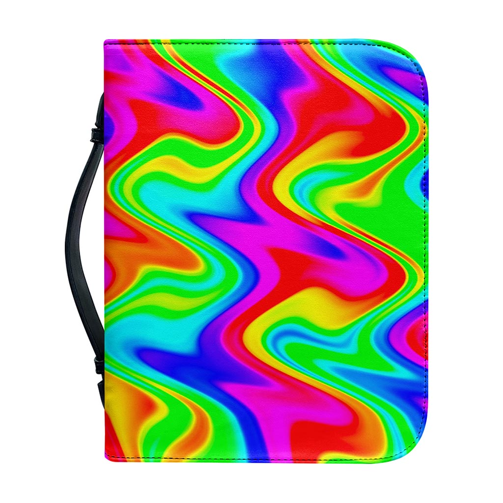 Psychedelic Rainbow Trippy Print Leather Bible Cover