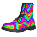 Psychedelic Rainbow Trippy Print Lace-Up Boots
