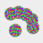 Psychedelic Rainbow Trippy Print Leather Coaster Set