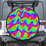 Psychedelic Rainbow Trippy Print Leather Spare Tire Cover