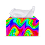 Psychedelic Rainbow Trippy Print Leather Tissue Box Cover