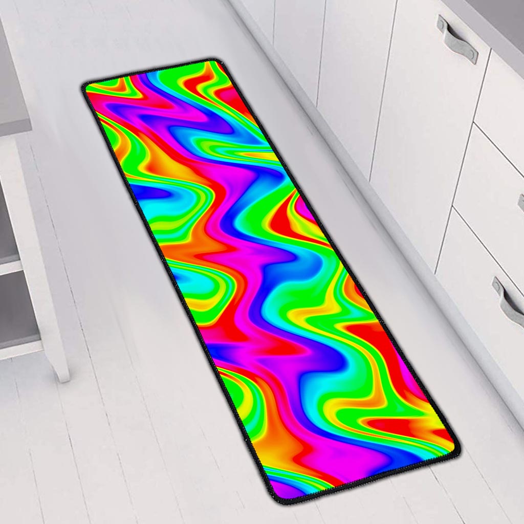 Psychedelic Rainbow Trippy Print Long Kitchen Mat