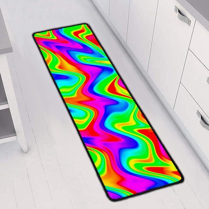 Psychedelic Rainbow Trippy Print Long Kitchen Mat