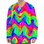 Psychedelic Rainbow Trippy Print Long Sleeve Baseball Jersey