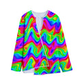 Psychedelic Rainbow Trippy Print Long Sleeve Short Coat