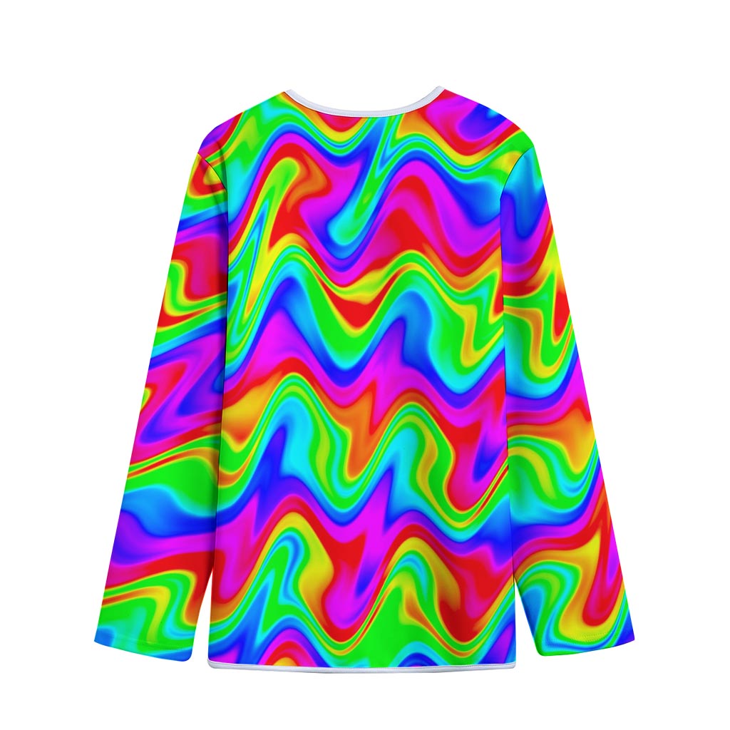 Psychedelic Rainbow Trippy Print Long Sleeve Short Coat