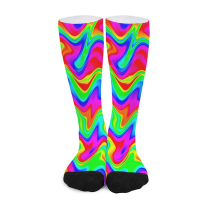 Psychedelic Rainbow Trippy Print Long Socks