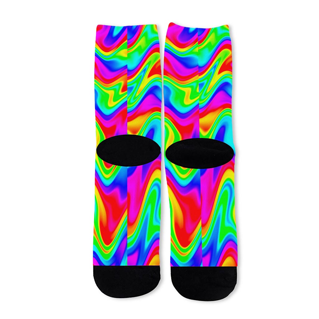 Psychedelic Rainbow Trippy Print Long Socks