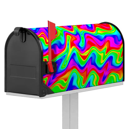 Psychedelic Rainbow Trippy Print Mailbox Cover