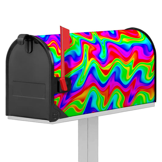 Psychedelic Rainbow Trippy Print Mailbox Cover