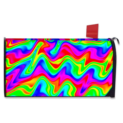 Psychedelic Rainbow Trippy Print Mailbox Cover