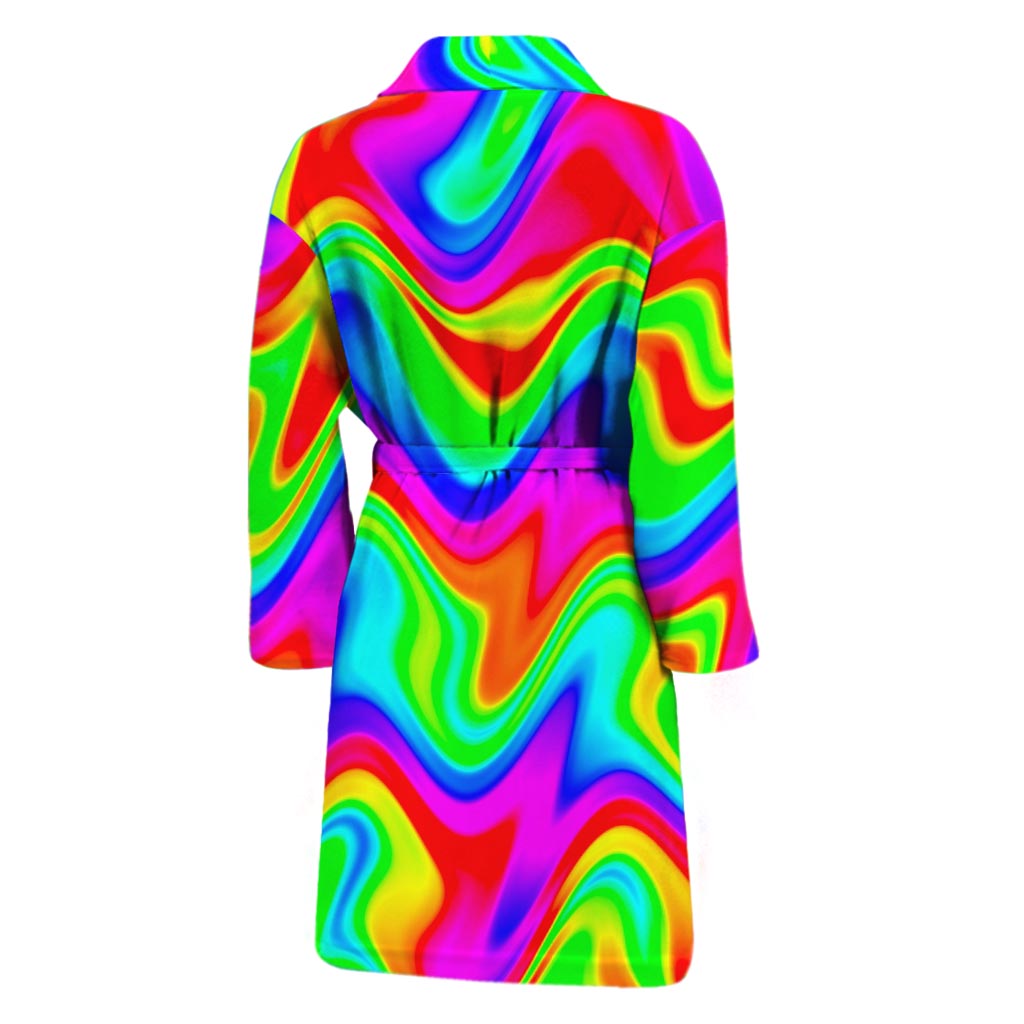 Psychedelic Rainbow Trippy Print Men's Bathrobe