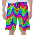 Psychedelic Rainbow Trippy Print Men's Beach Shorts