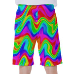 Psychedelic Rainbow Trippy Print Men's Beach Shorts