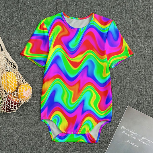 Psychedelic Rainbow Trippy Print Men's Bodysuit