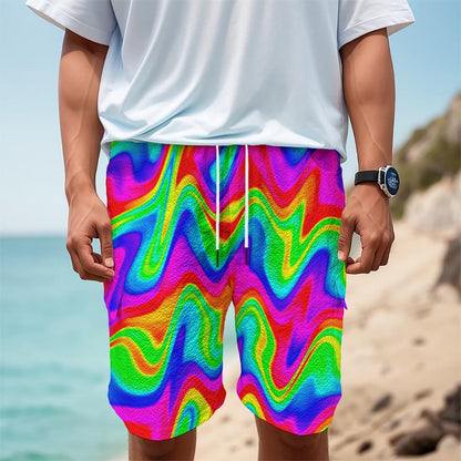 Psychedelic Rainbow Trippy Print Men's Cargo Shorts