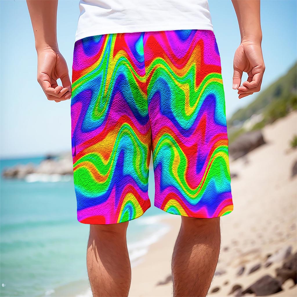 Psychedelic Rainbow Trippy Print Men's Cargo Shorts