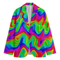 Psychedelic Rainbow Trippy Print Men's Cotton Blazer