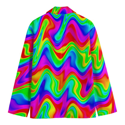 Psychedelic Rainbow Trippy Print Men's Cotton Blazer