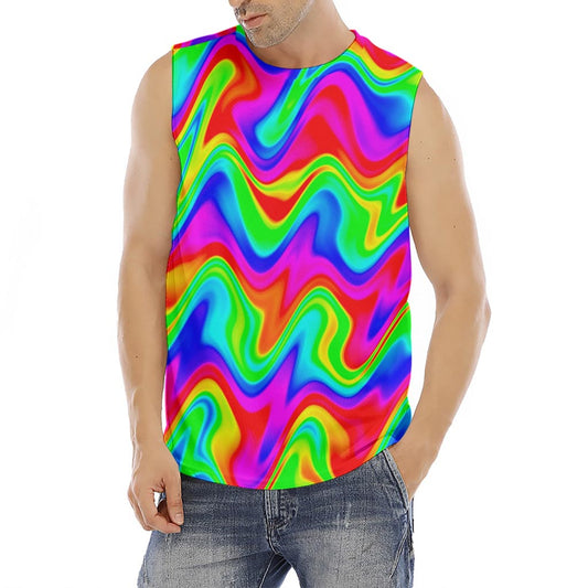 Psychedelic Rainbow Trippy Print Men's Fitness Tank Top