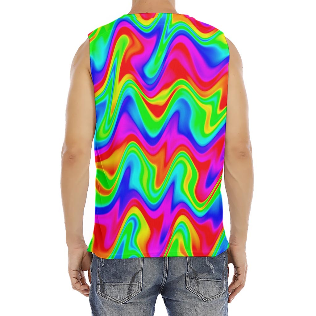 Psychedelic Rainbow Trippy Print Men's Fitness Tank Top