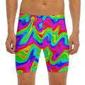 Psychedelic Rainbow Trippy Print Men's Long Boxer Briefs